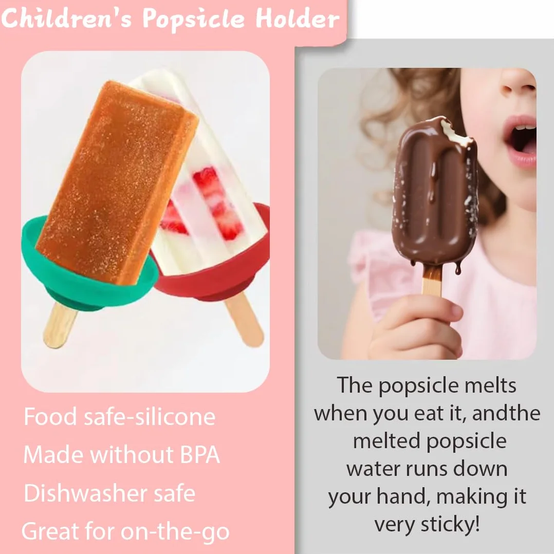 4 Piezas Soportes para Paletas para Niños con Organizador, Porta Paletas Antigoteo, Porta Conos de Helado Reutilizable, para el Verano (Amarillo, Rojo, Verde, Morado)