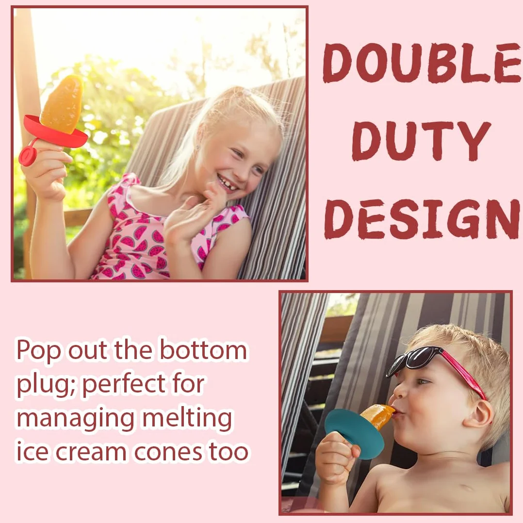 4 Piezas Soportes para Paletas para Niños con Organizador, Porta Paletas Antigoteo, Porta Conos de Helado Reutilizable, para el Verano (Amarillo, Rojo, Verde, Morado)