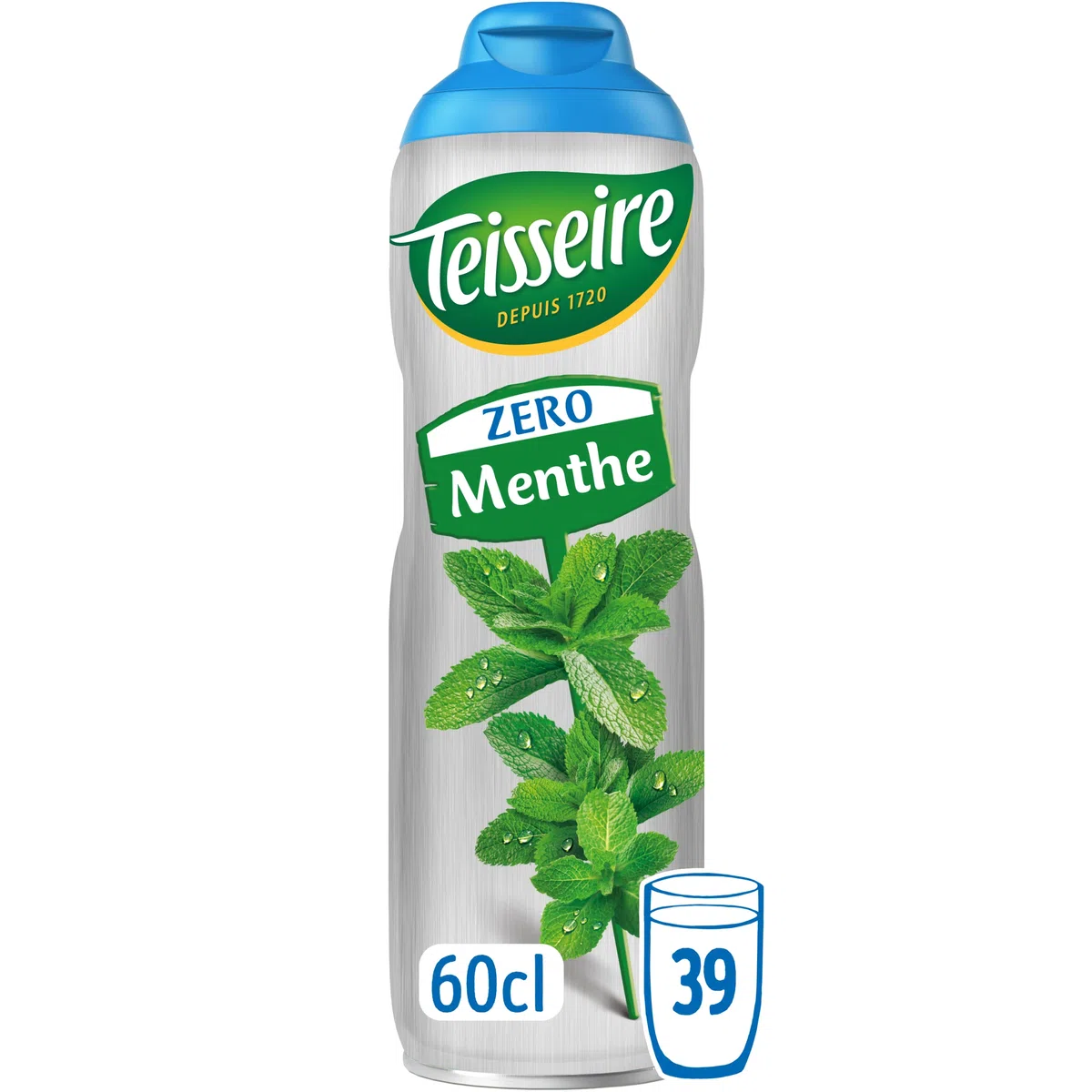Teisseire Zero Azúcar, Jarabe de Menta Verde para Bebida Refrescante, Cócteles, Bidón 60cl
