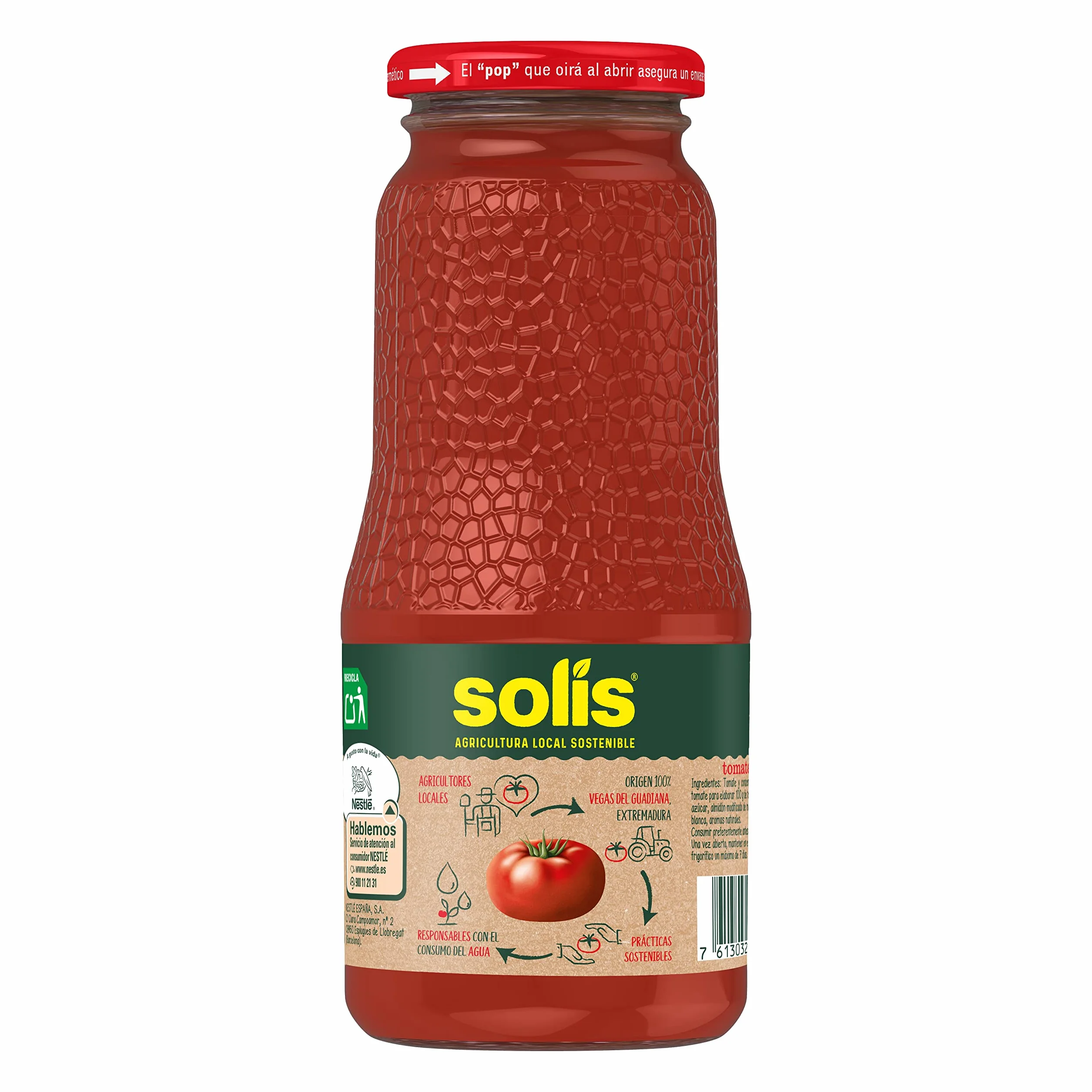SOLIS Tomate Frito Frasco Cristal - Tomate sin gluten - 360 g - Pack de 5