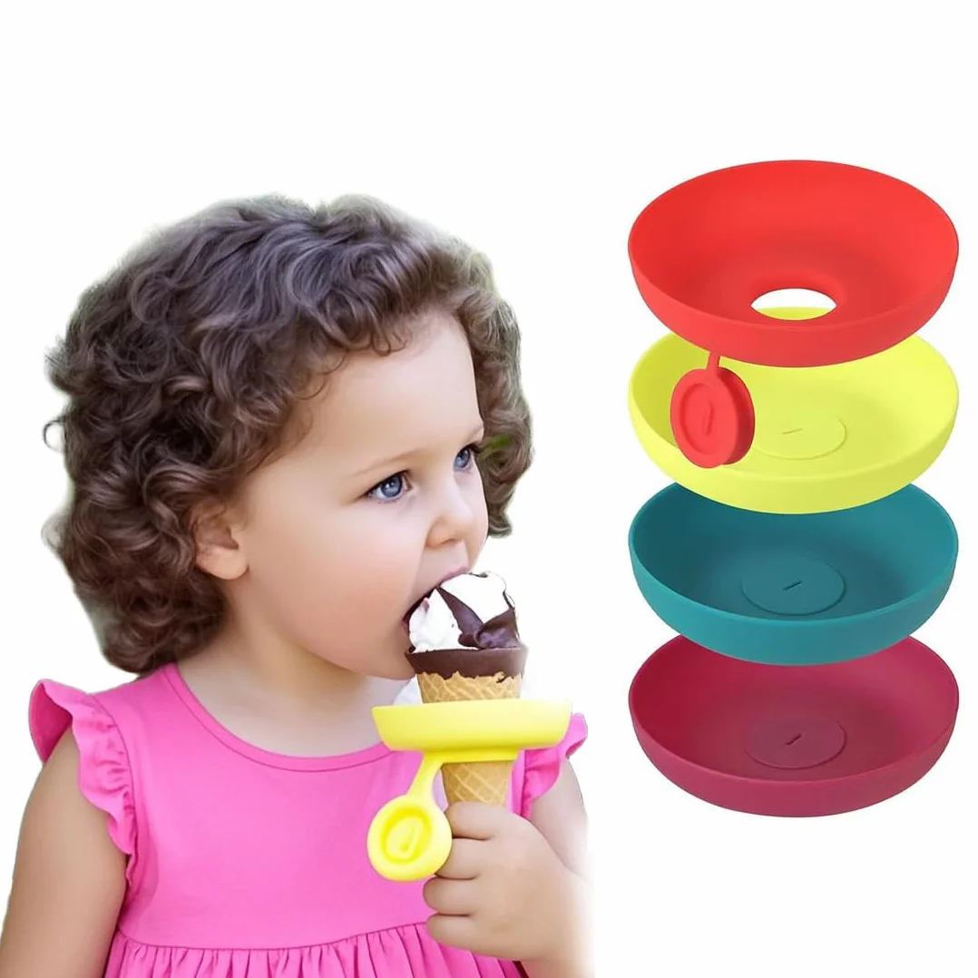 4 Piezas Soportes para Paletas para Niños con Organizador, Porta Paletas Antigoteo, Porta Conos de Helado Reutilizable, para el Verano (Amarillo, Rojo, Verde, Morado)