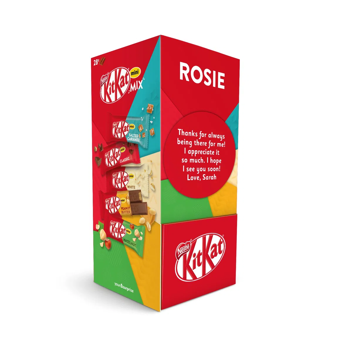 Caja de regalo KitKat Mini Mix personalizada con nombre o mensaje - Caja de regalo KitKat personalizada para entusiastas de KitKat y adictos al chocolate