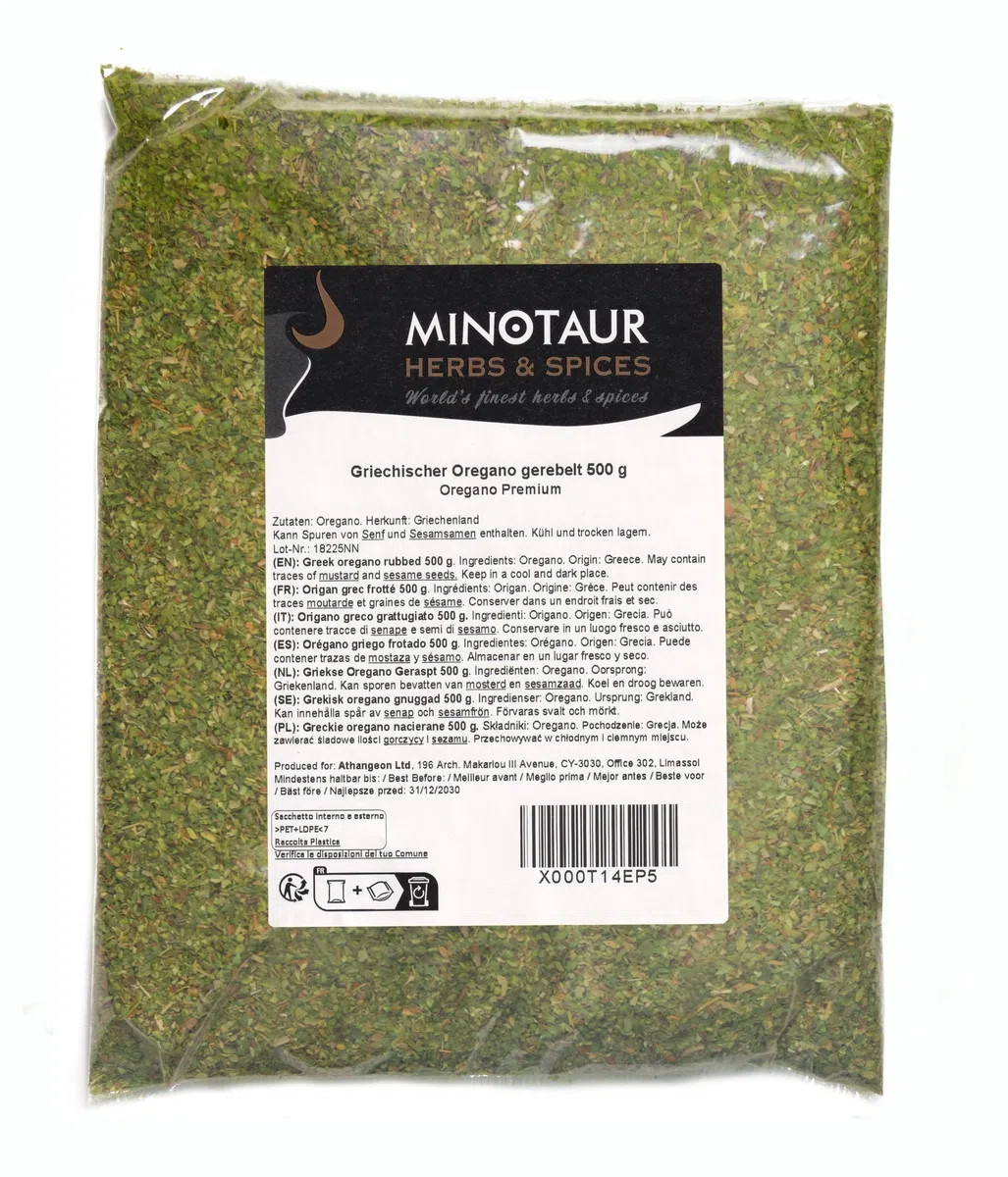 Minotaur Spices | Orégano Griego frotado | 2 x 500 g (1Kg)
