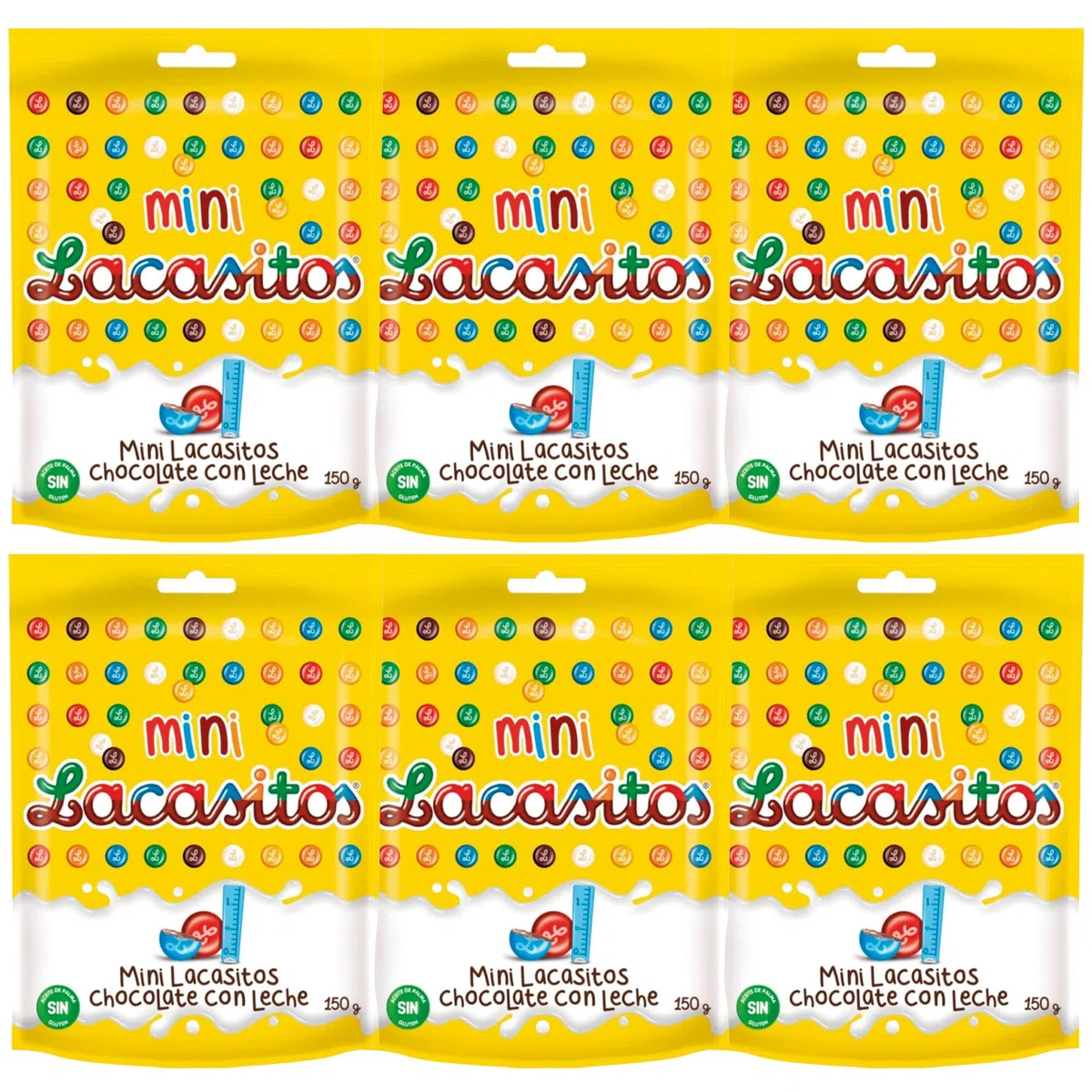 Lacasitos pack 6 doypack bolsa 250g chocolate con leche