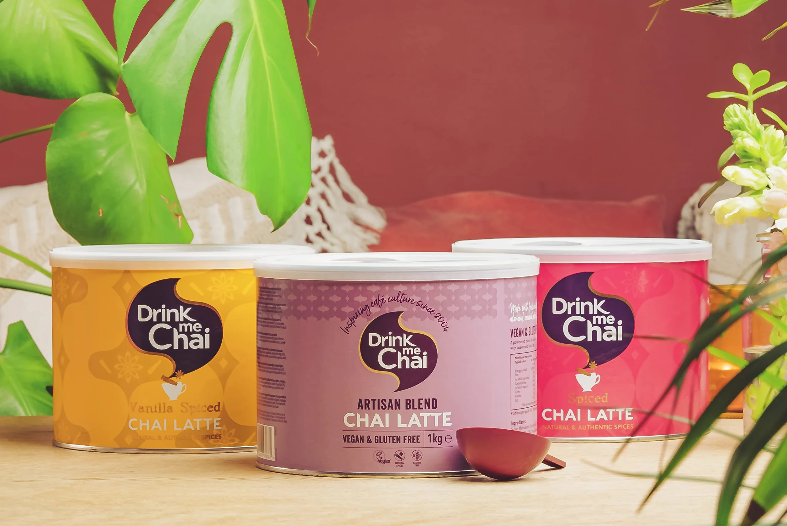 Drink me Chai – Chai Latte Mezcla Artesanal de 1 kg (Paquete de 1), solo se agregue leche. Té Chai Latte en Polvo Vegano y sin Gluten (50 Porciones en Total)