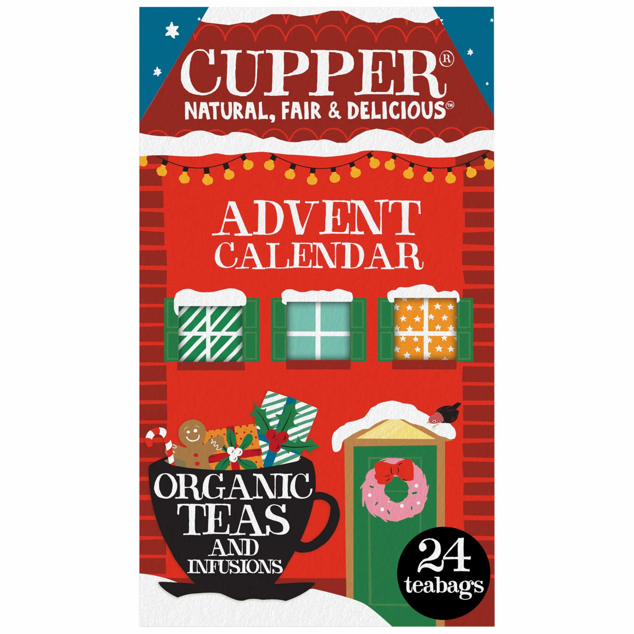 Cupper Calendario de Adviento Ecológico 24 Bolsitas de Infusiones y Tés 12 Variedades