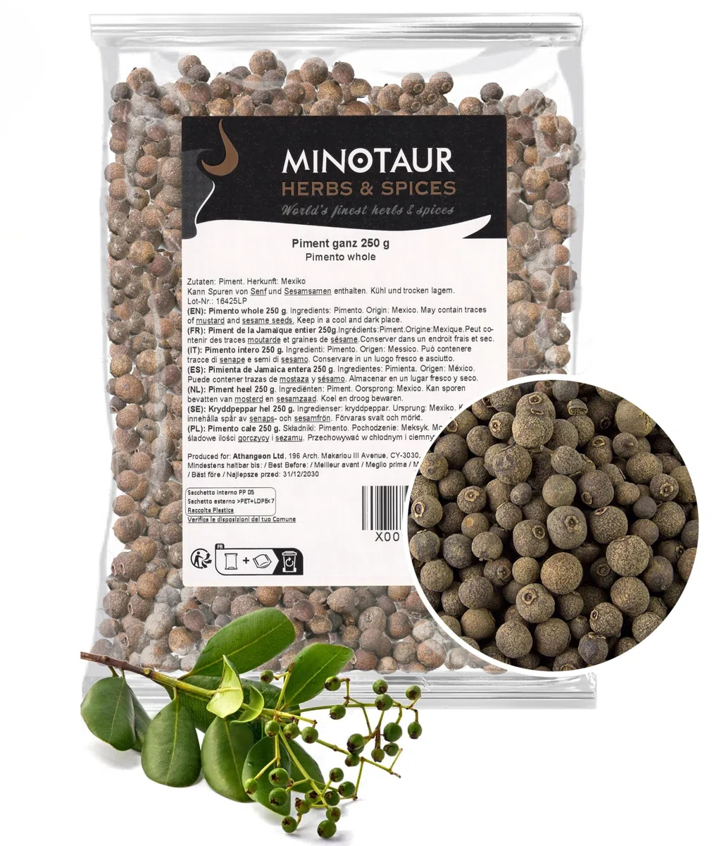 Minotaur Spices | Pimienta de Jamaica entera | Granos de pimienta de Jamaica | 2 x 250g (500g)