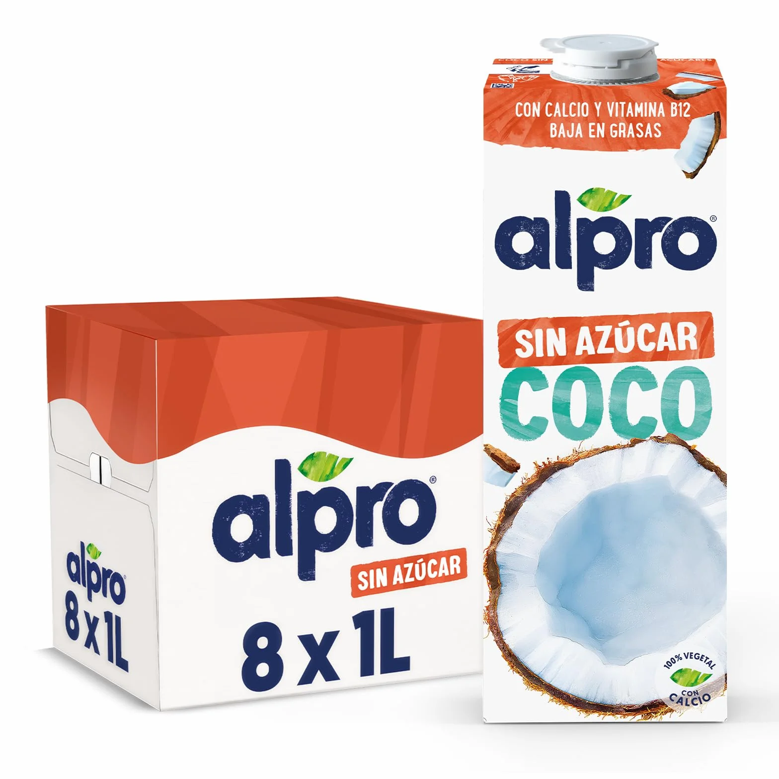 Alpro Bebida Vegetal de Coco sin Azúcar 8x1L