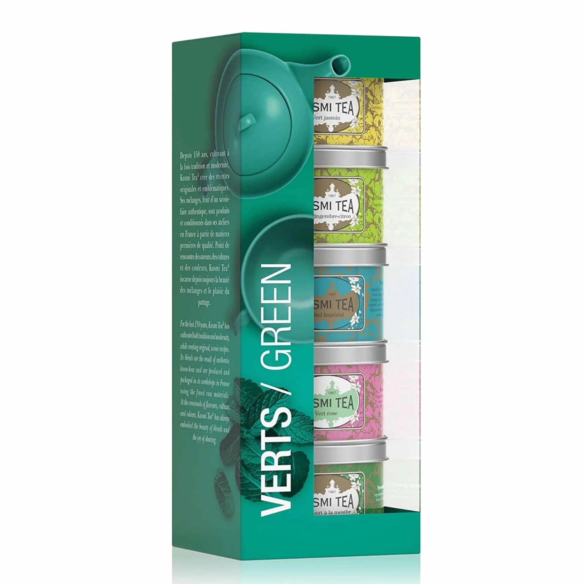 Kusmi Tea Estuche 5 Miniaturas Tés Verdes Aromatizados Latas Metal 5x25g
