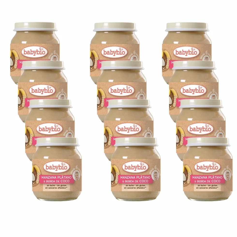 Babybio - Potito De Fruta Bio - Manzana Plátano Coco 130 G - Desde 6 Meses