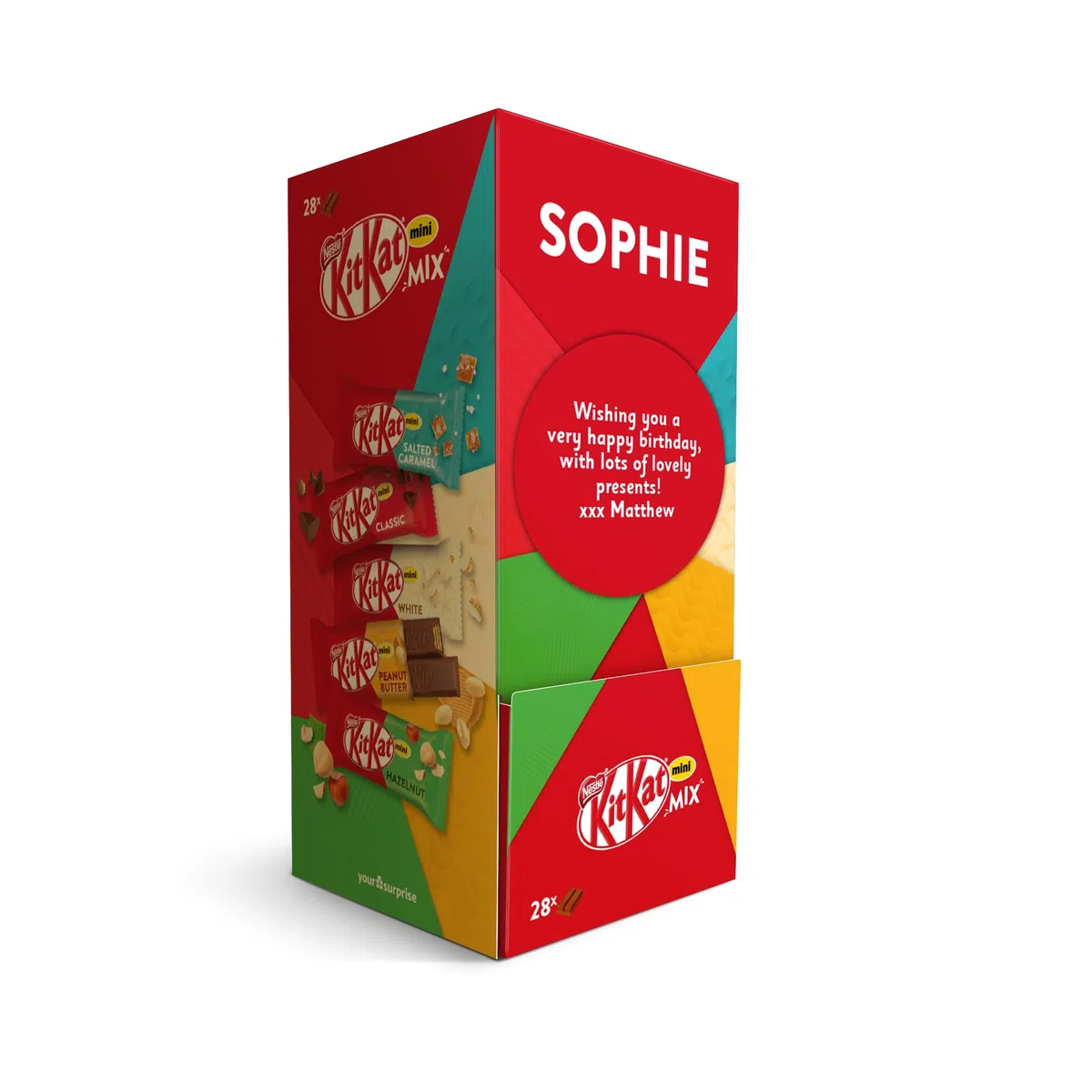Caja de regalo KitKat Mini Mix personalizada con nombre o mensaje - Caja de regalo KitKat personalizada para entusiastas de KitKat y adictos al chocolate