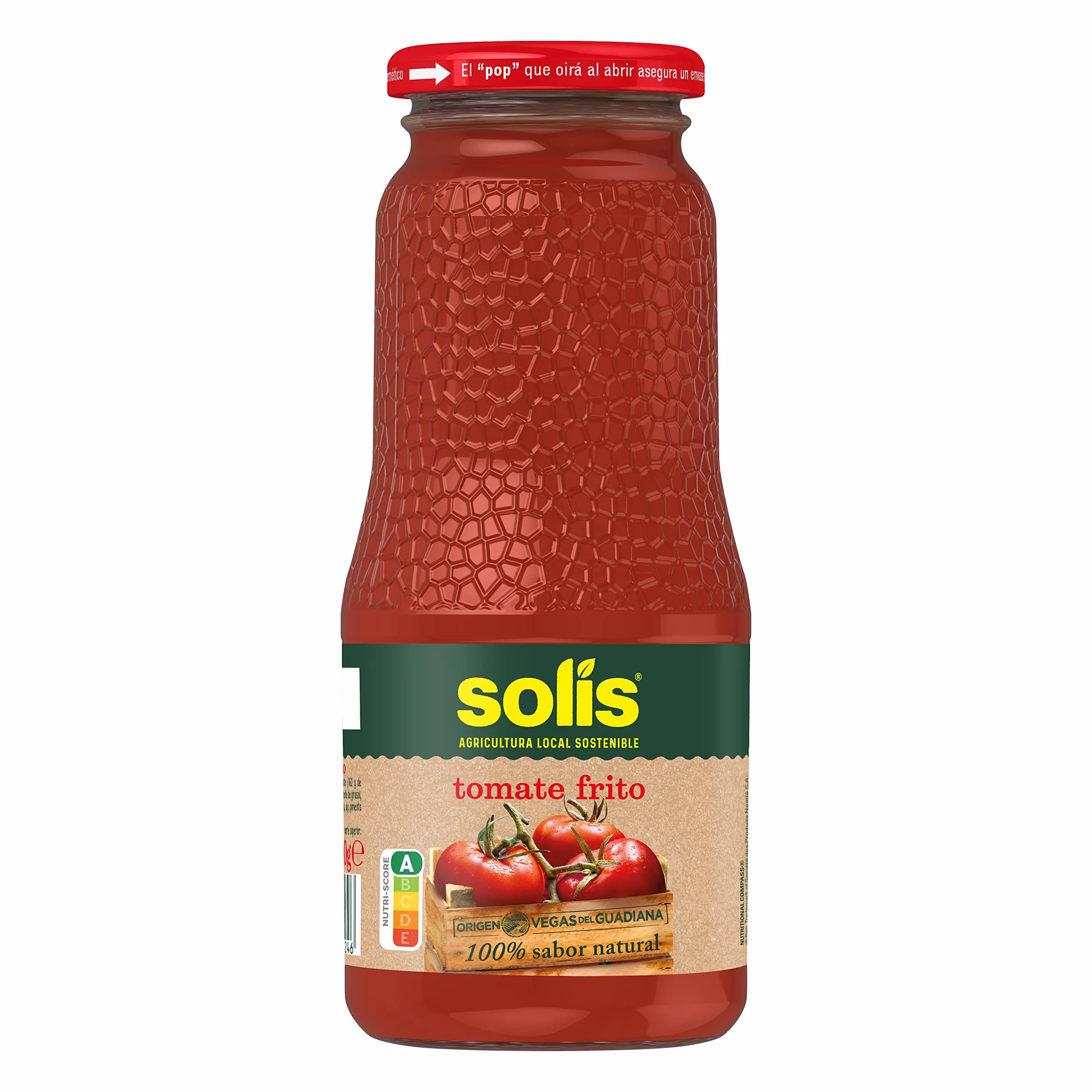 SOLIS Tomate Frito Frasco Cristal - Tomate sin gluten - 360 g - Pack de 5