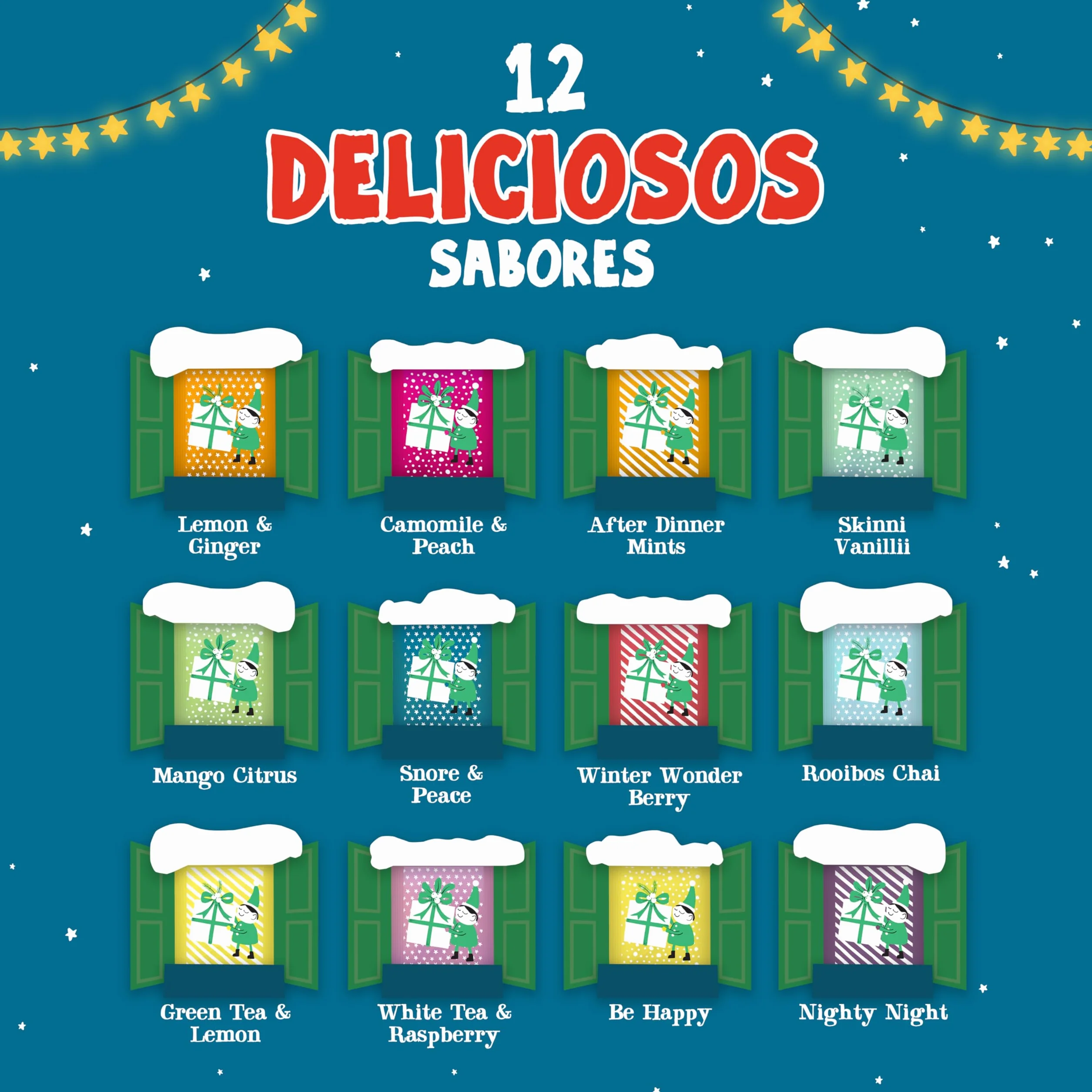 Cupper Calendario de Adviento Ecológico 24 Bolsitas de Infusiones y Tés 12 Variedades