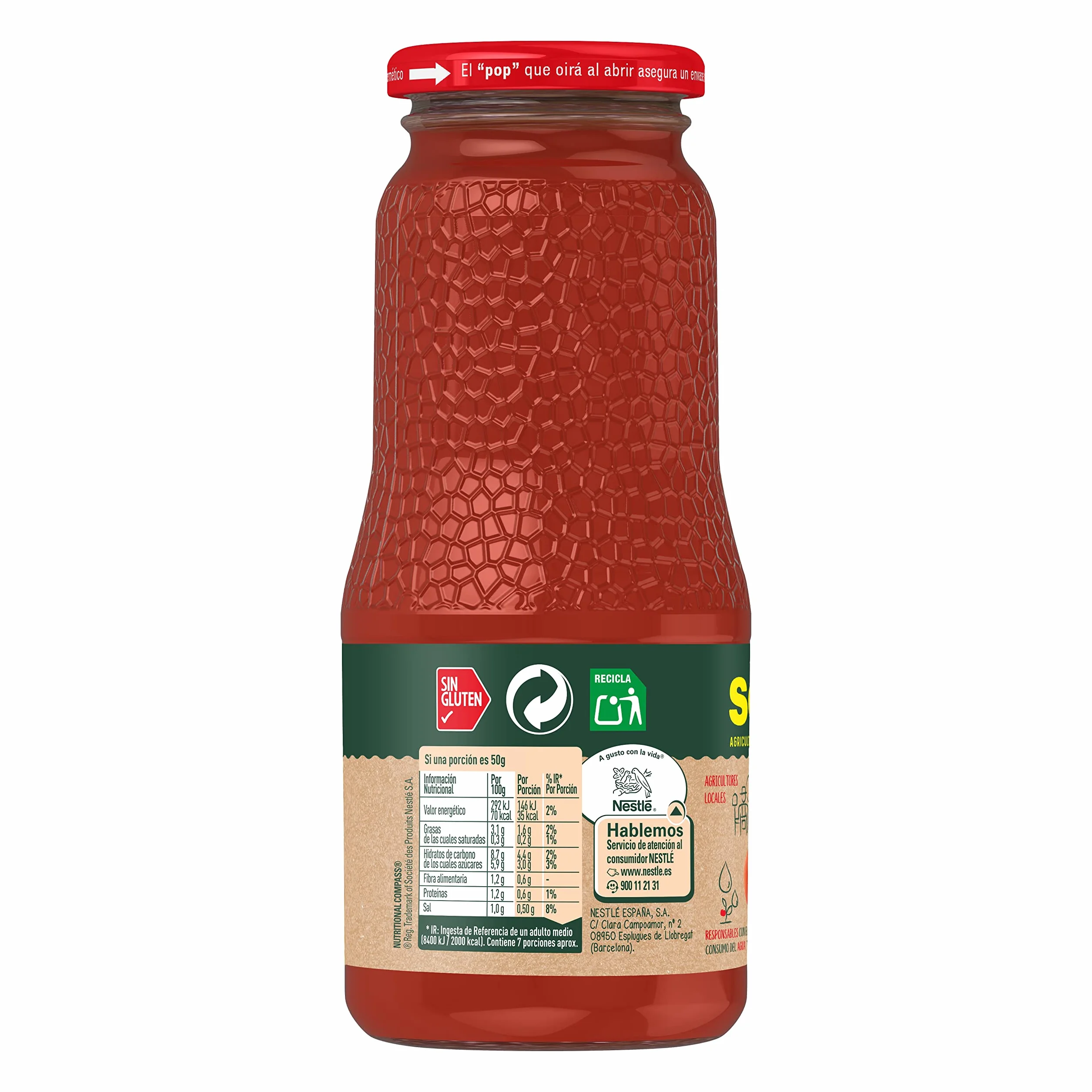 SOLIS Tomate Frito Frasco Cristal - Tomate sin gluten - 360 g - Pack de 5
