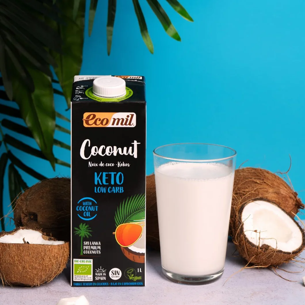 Ecomil - Bebida Vegetal de Coco Eco, Pack 6 x 1 Litro, Sin Gluten, Sin Azúcares Añadidos, Apta para Dietas Keto y Veganas, Sin Aditivos