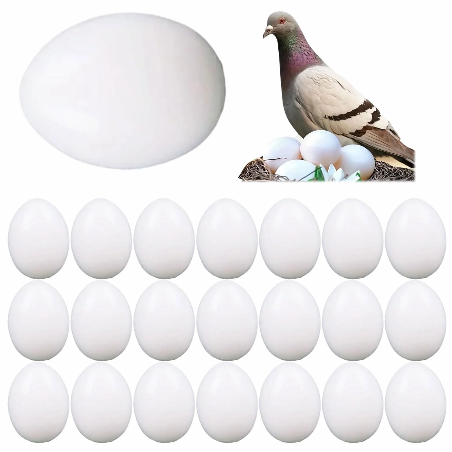 Huevos de paloma falsos 22pcs plásticos simulados artificiales blancos