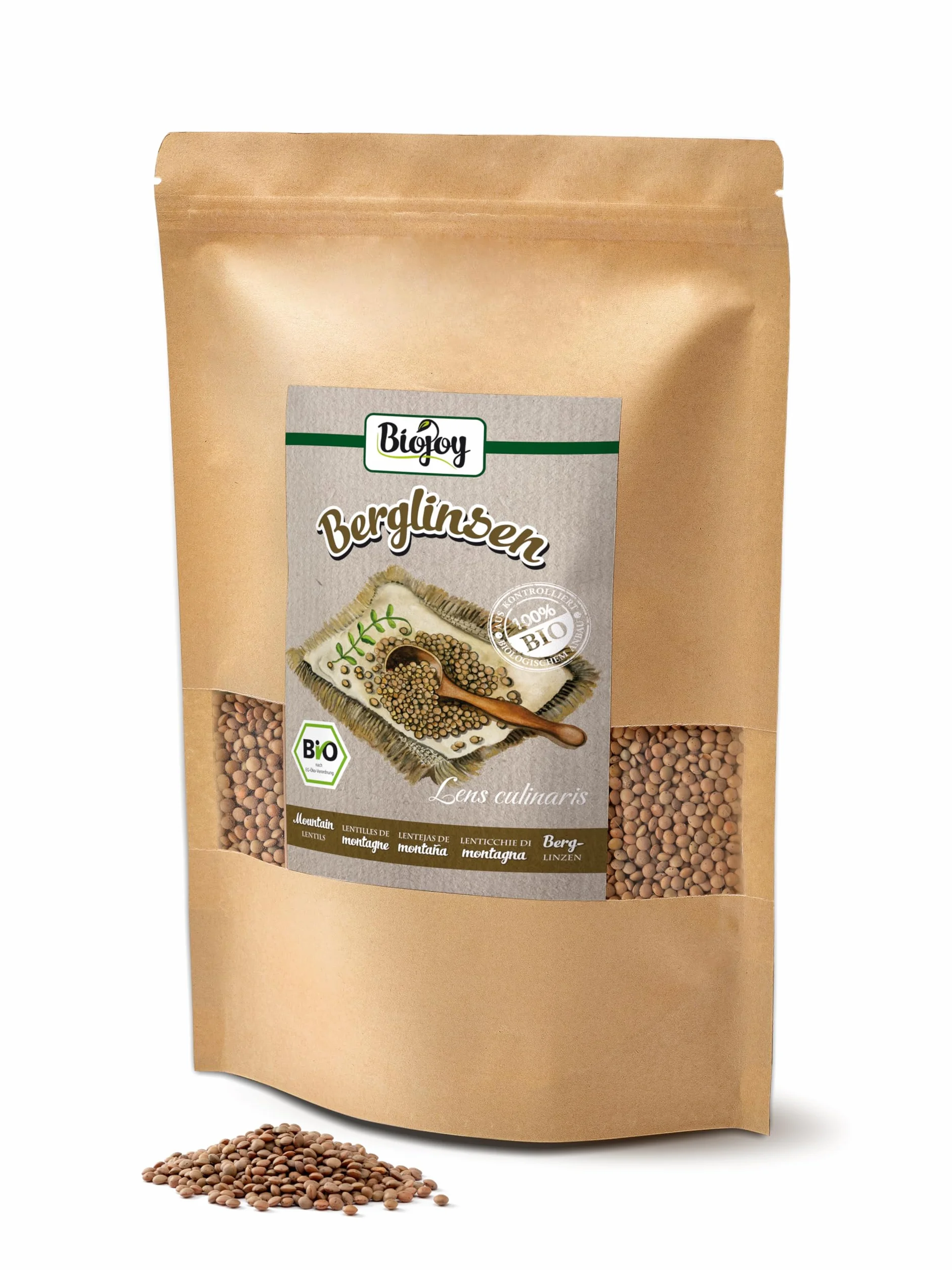 Biojoy Lentejas marrones BÍO (1,5 kg), secas y enteras, lentejas de montaña