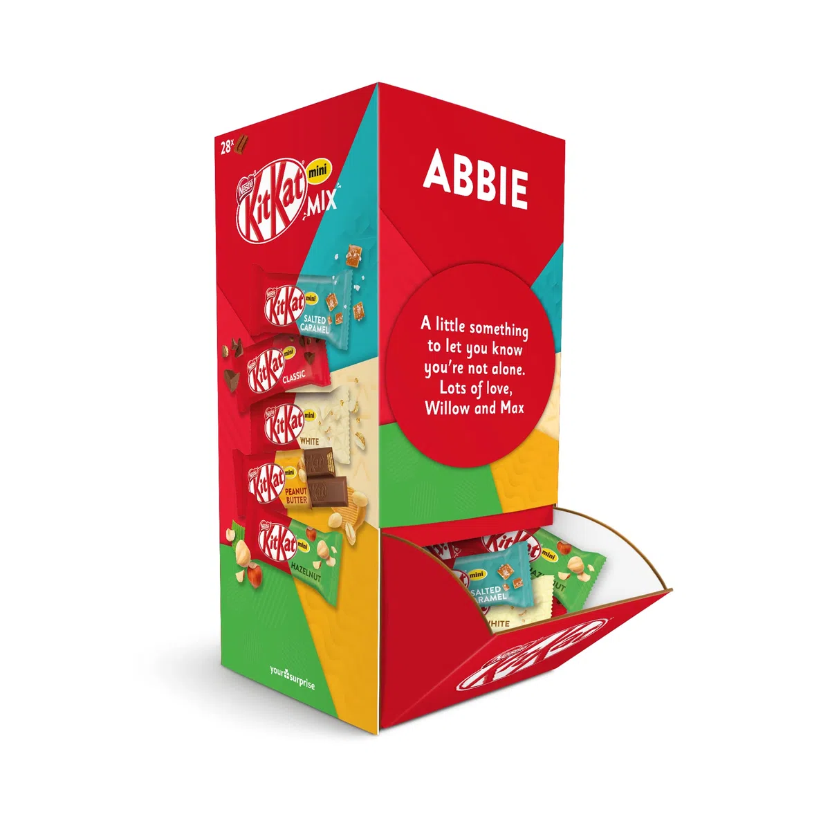 Caja de regalo KitKat Mini Mix personalizada con nombre o mensaje - Caja de regalo KitKat personalizada para entusiastas de KitKat y adictos al chocolate