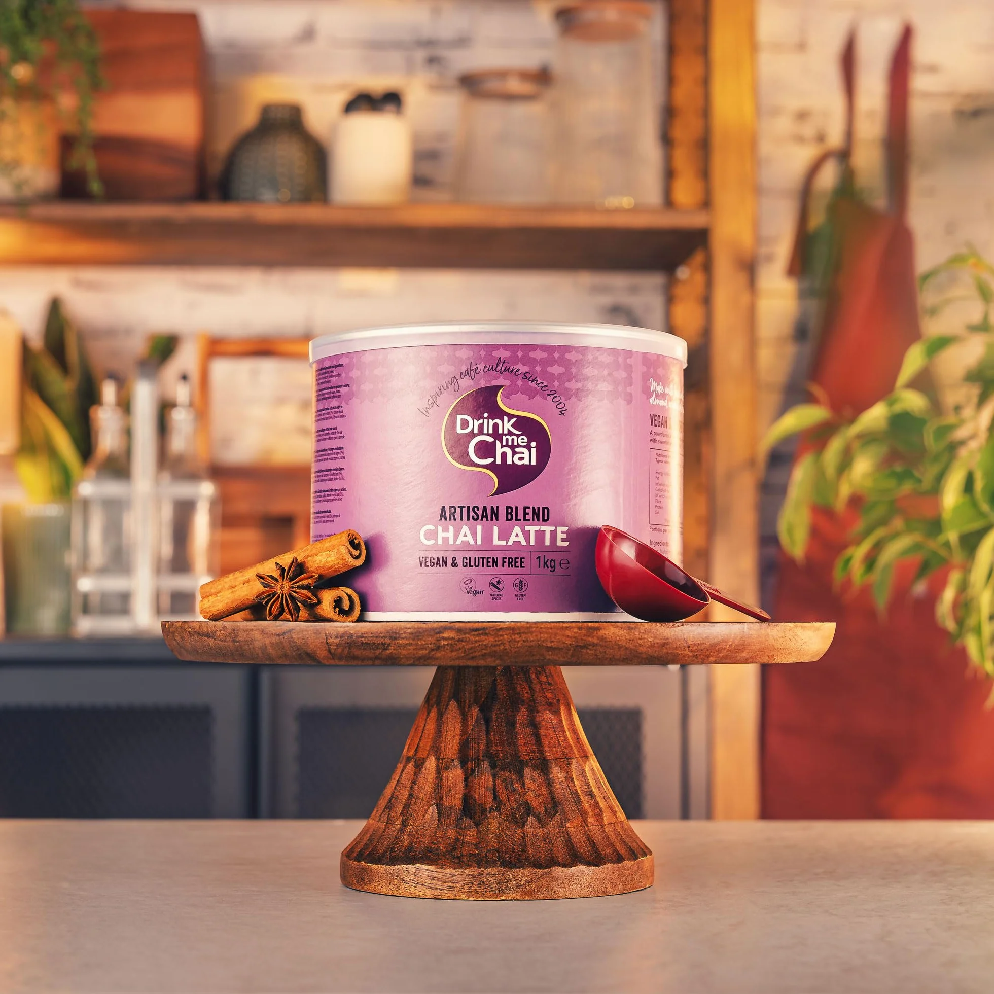Drink me Chai – Chai Latte Mezcla Artesanal de 1 kg (Paquete de 1), solo se agregue leche. Té Chai Latte en Polvo Vegano y sin Gluten (50 Porciones en Total)