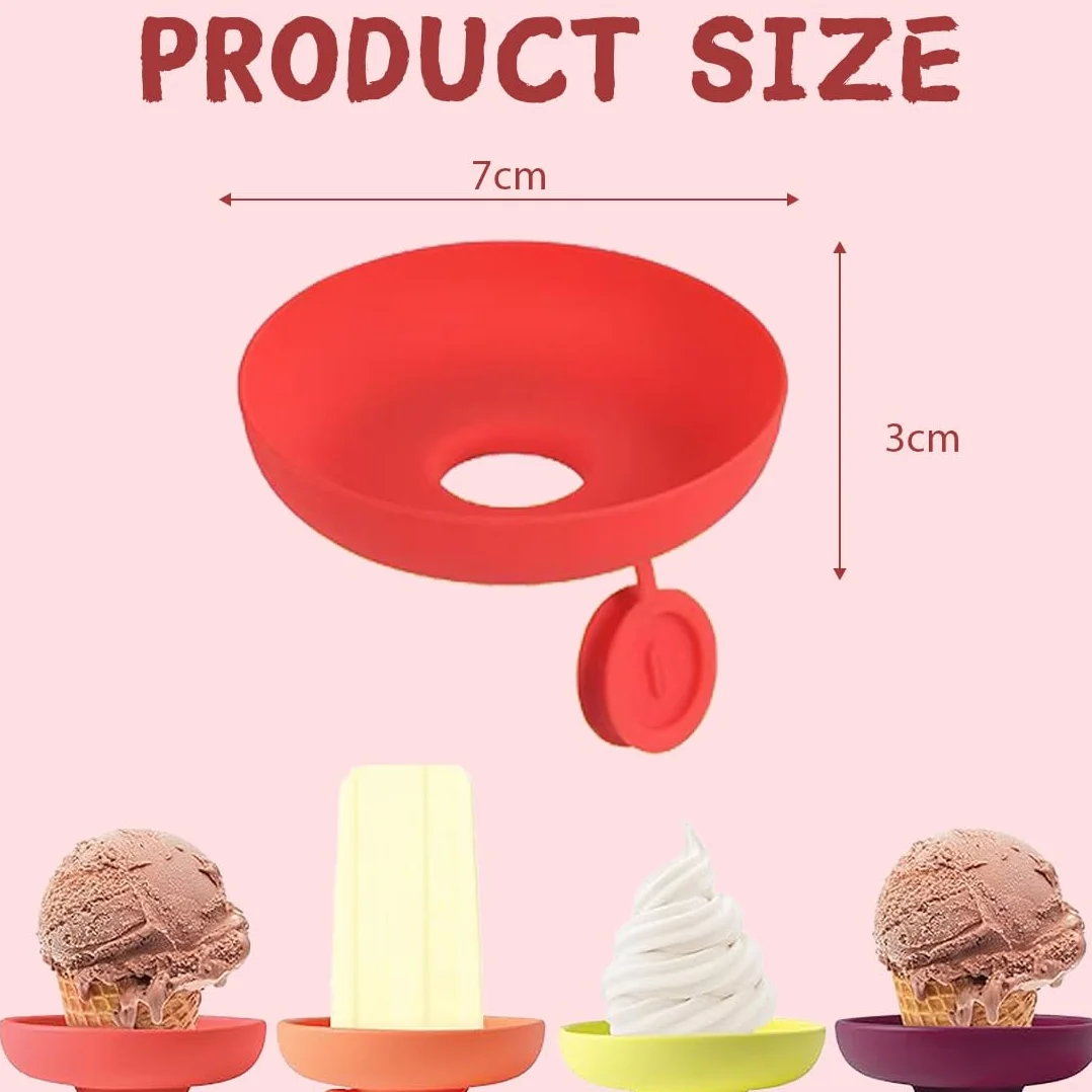 4 Piezas Soportes para Paletas para Niños con Organizador, Porta Paletas Antigoteo, Porta Conos de Helado Reutilizable, para el Verano (Amarillo, Rojo, Verde, Morado)