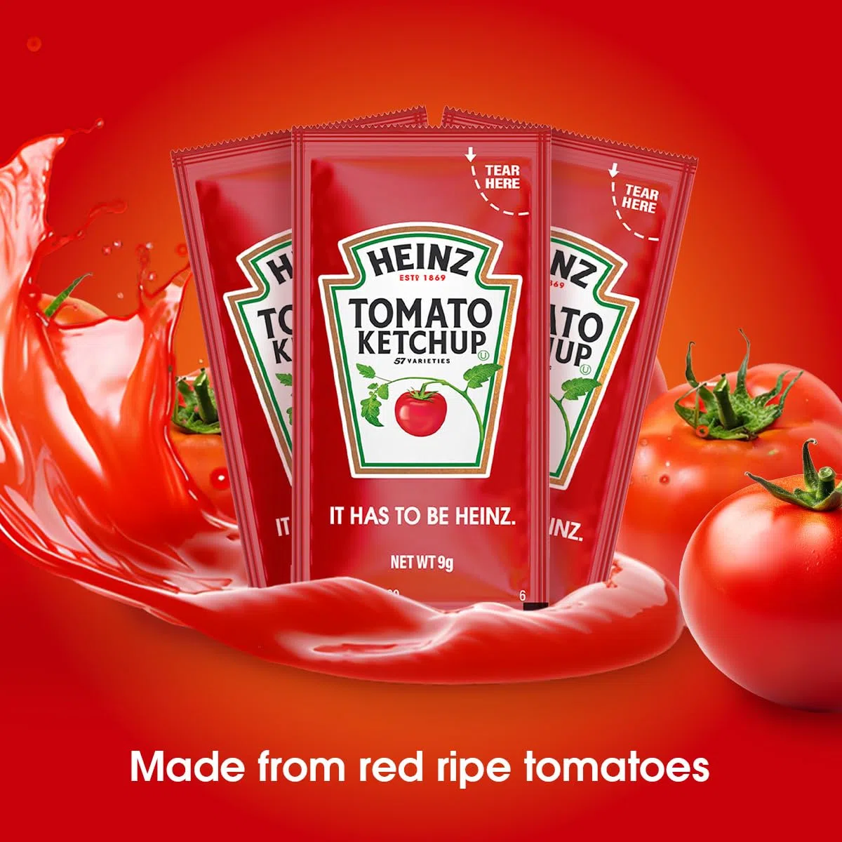 Heinz - Paquetes de ketchup, 100 unidades, paquete de condimentos de una sola porción, sin gluten, kosher, ketchup en bolsa de sellado deslizante segura para alimentos