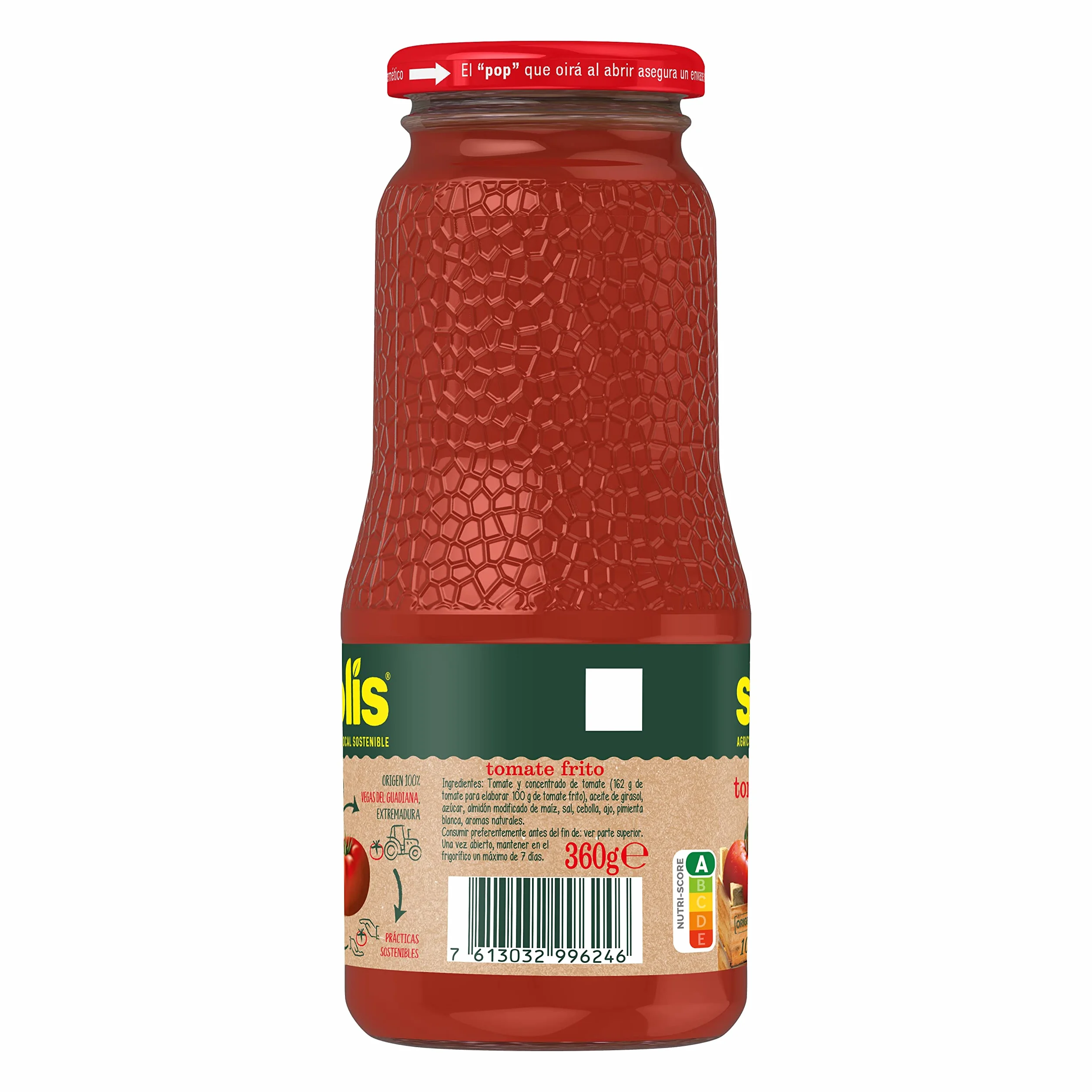 SOLIS Tomate Frito Frasco Cristal - Tomate sin gluten - 360 g - Pack de 5