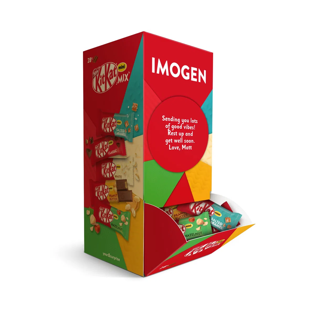 Caja de regalo KitKat Mini Mix personalizada con nombre o mensaje - Caja de regalo KitKat personalizada para entusiastas de KitKat y adictos al chocolate
