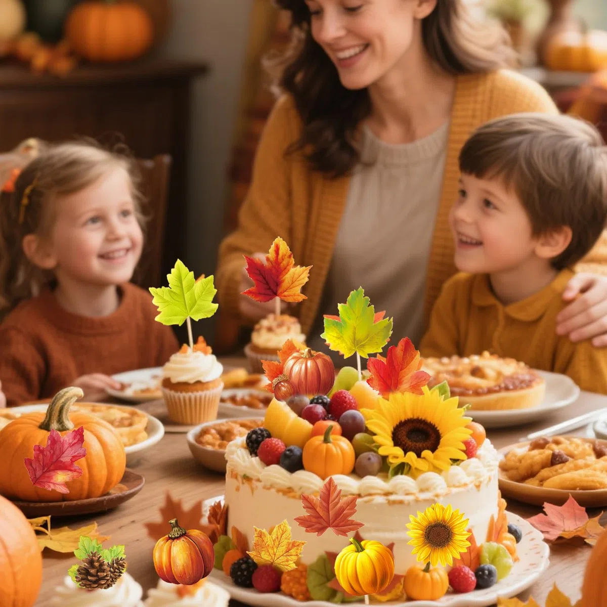 280uds Decoraciones Comestibles Pasteles de Otoño, Adornos Tartas Comestibles con Motivos Otoñales Incluye Patrone Hojas de Arce Calabazas Girasoles Avellanas Bellotas(40 Estilos)