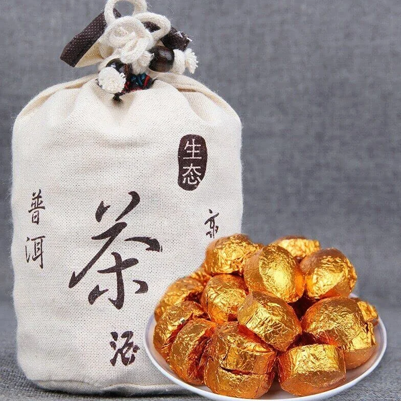 Arroz Glutinoso Aroma Shu Té Puerh Mini Tuocha Té Puer Maduro 500g Bolsa Blanca