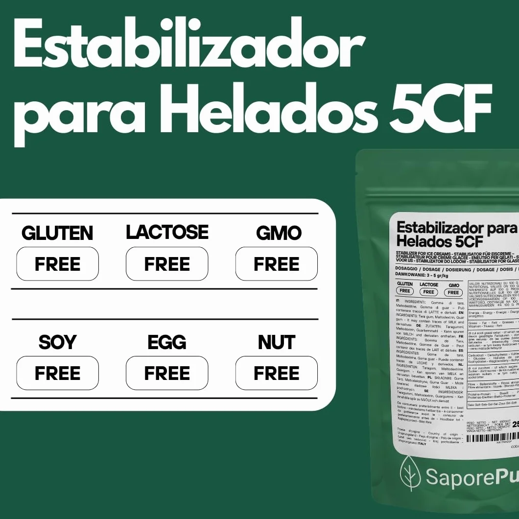 Saporepuro NEUTRO ESTABILIZANTE 250 gr - para helados y sorbetes con harina de tara y guar