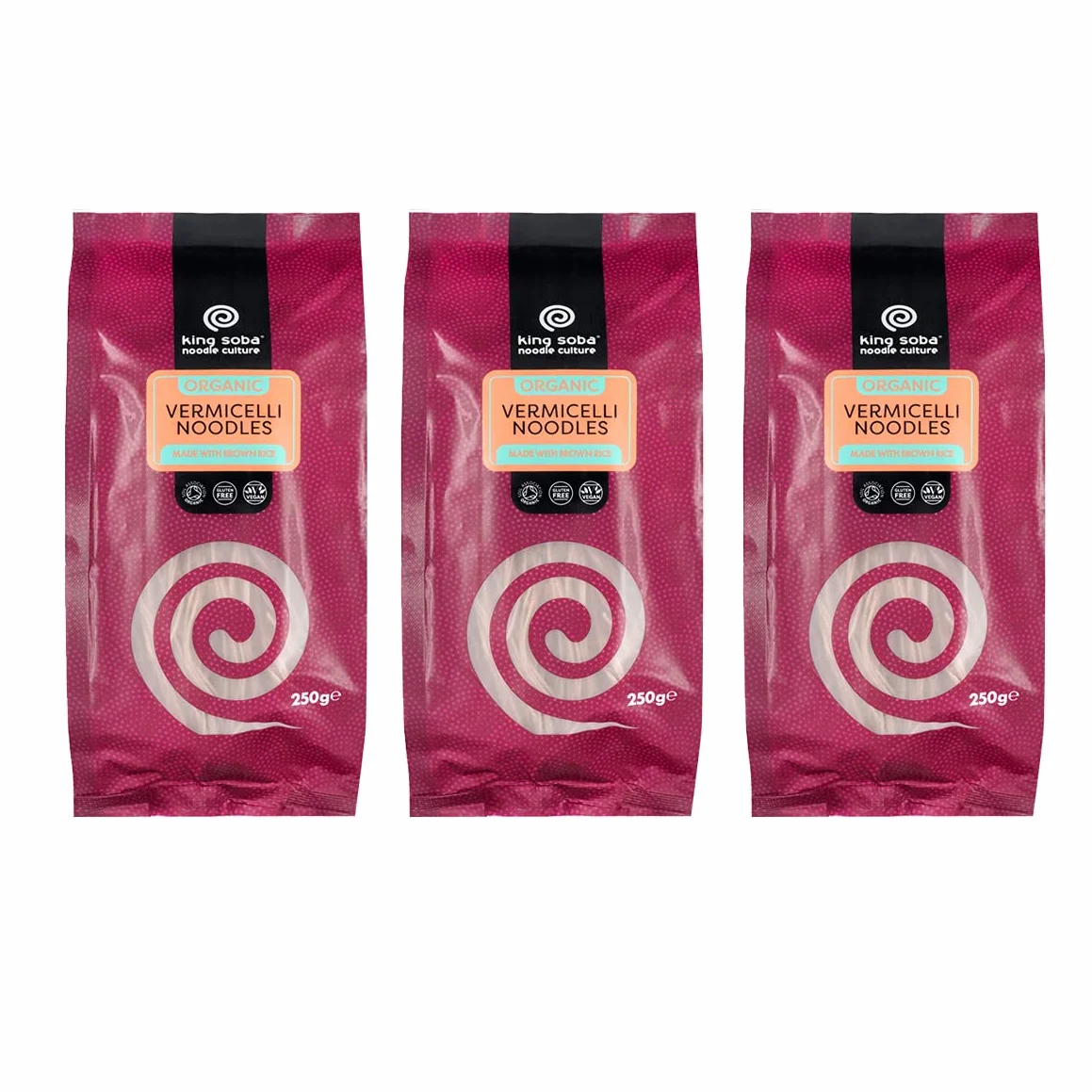 King Soba Organic Gluten Free Fideos Pack 3 x 250 g