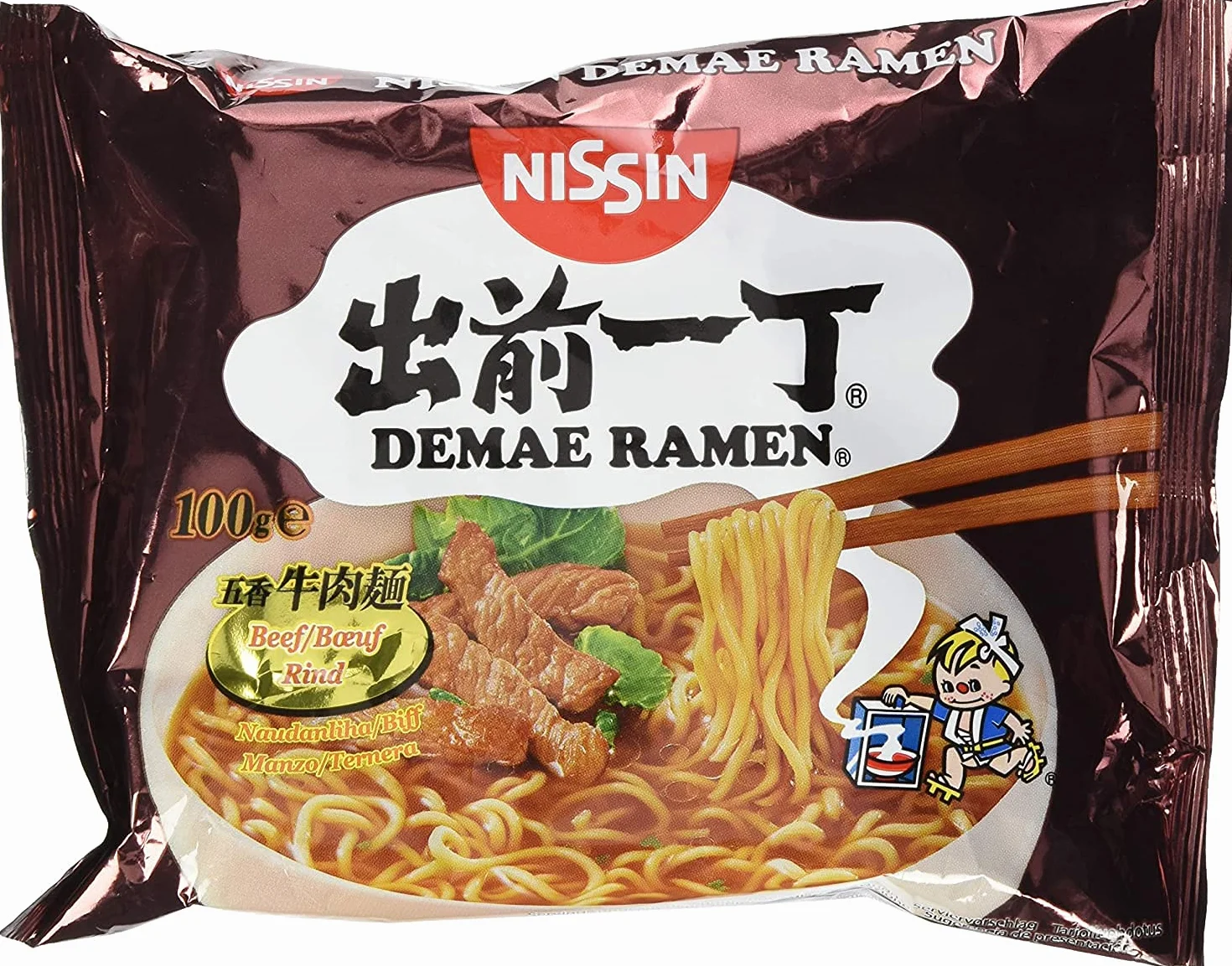 Nissin Demae Instant Noodles Ramen 8 PAQUETES MEZCLADOS - Tonkotsu, pollo, ternera, mariscos, sésamo picante, gambas, salsa de soja, pollo con ajo (100 g)
