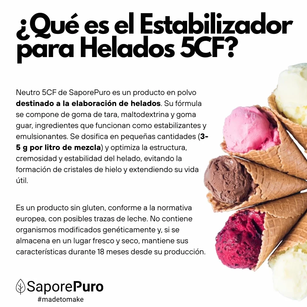 Saporepuro NEUTRO ESTABILIZANTE 250 gr - para helados y sorbetes con harina de tara y guar