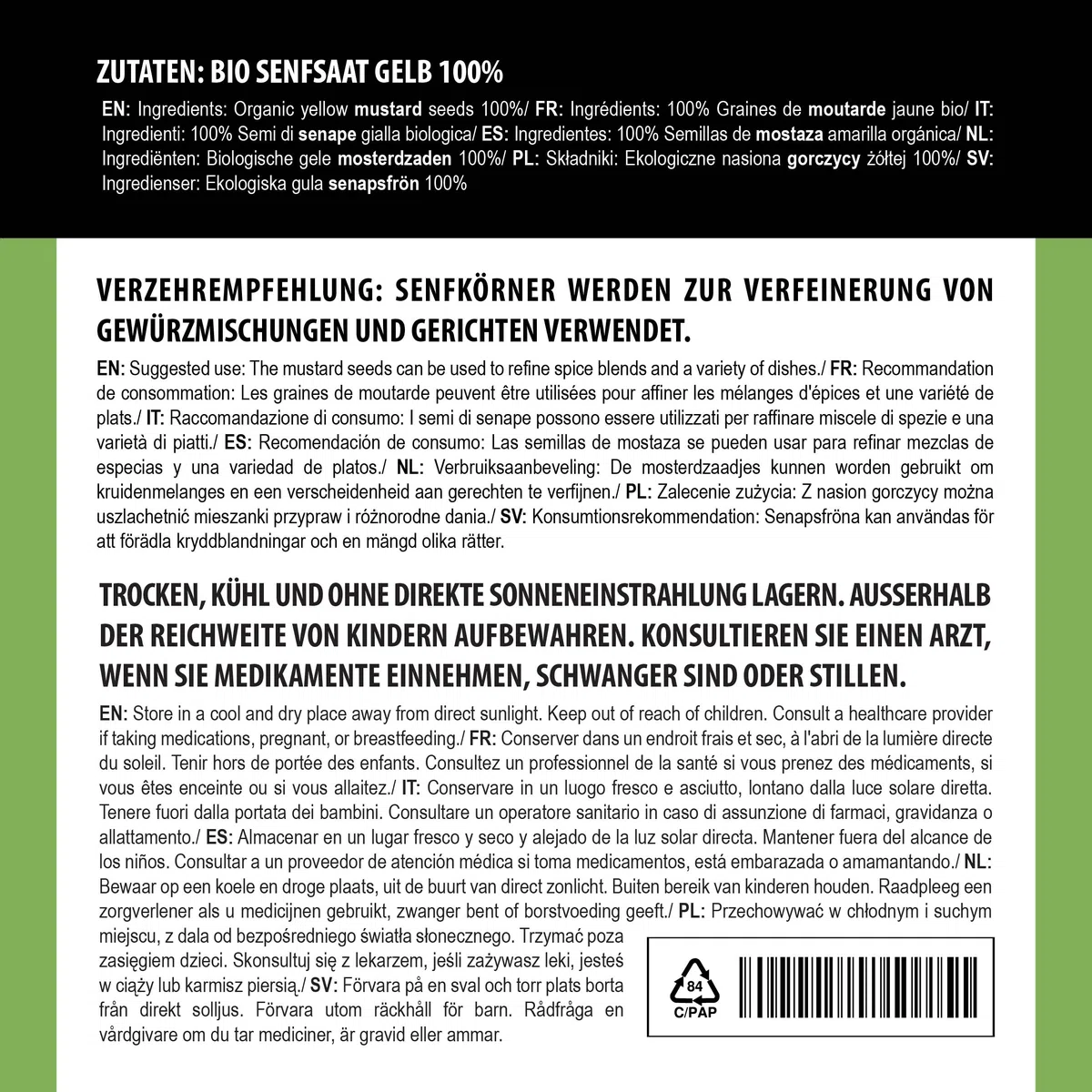 Alpi Nature Semillas de Mostaza Orgánica Amarillas y Blancas 1kg, Semillas de Mostaza Amarilla