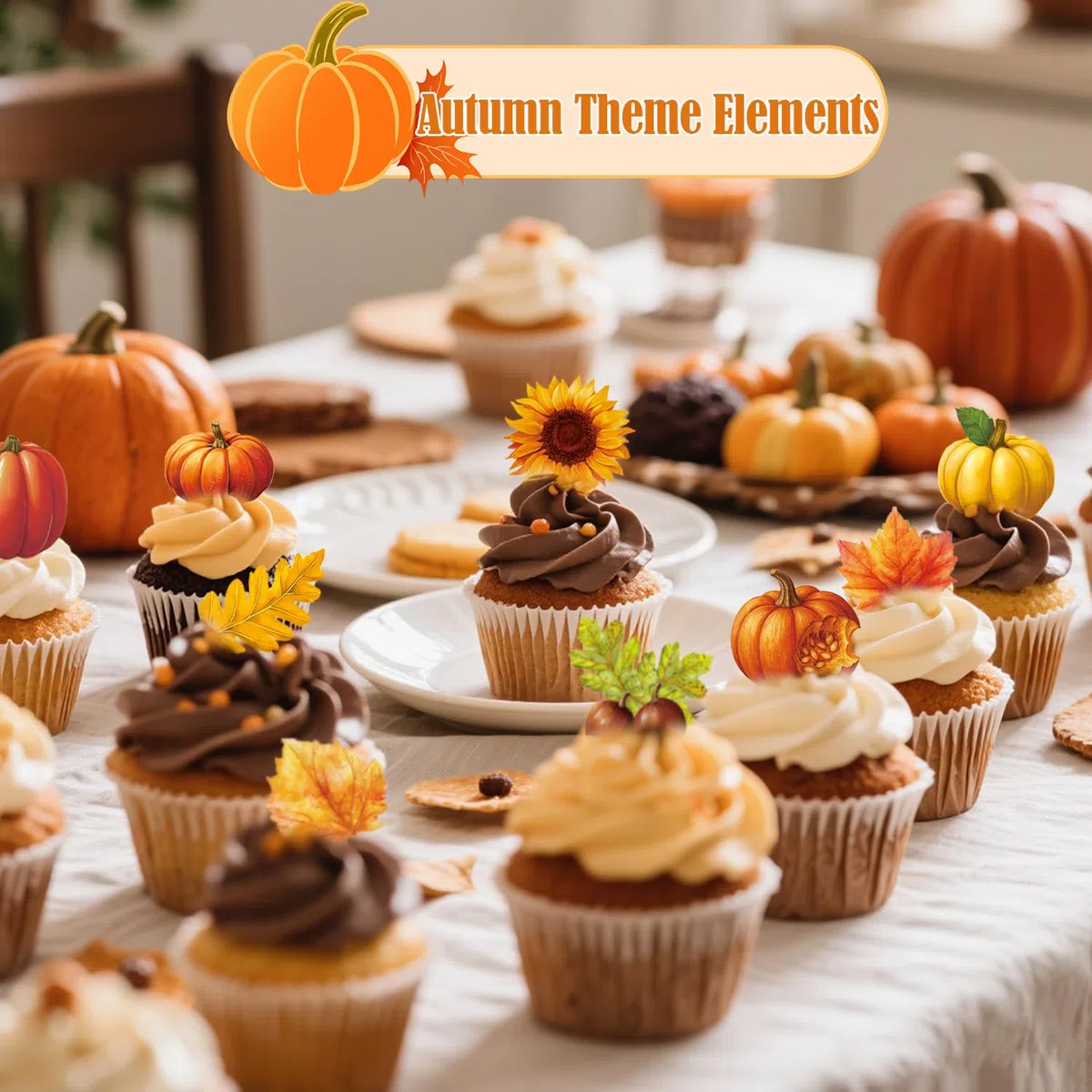 280uds Decoraciones Comestibles Pasteles de Otoño, Adornos Tartas Comestibles con Motivos Otoñales Incluye Patrone Hojas de Arce Calabazas Girasoles Avellanas Bellotas(40 Estilos)