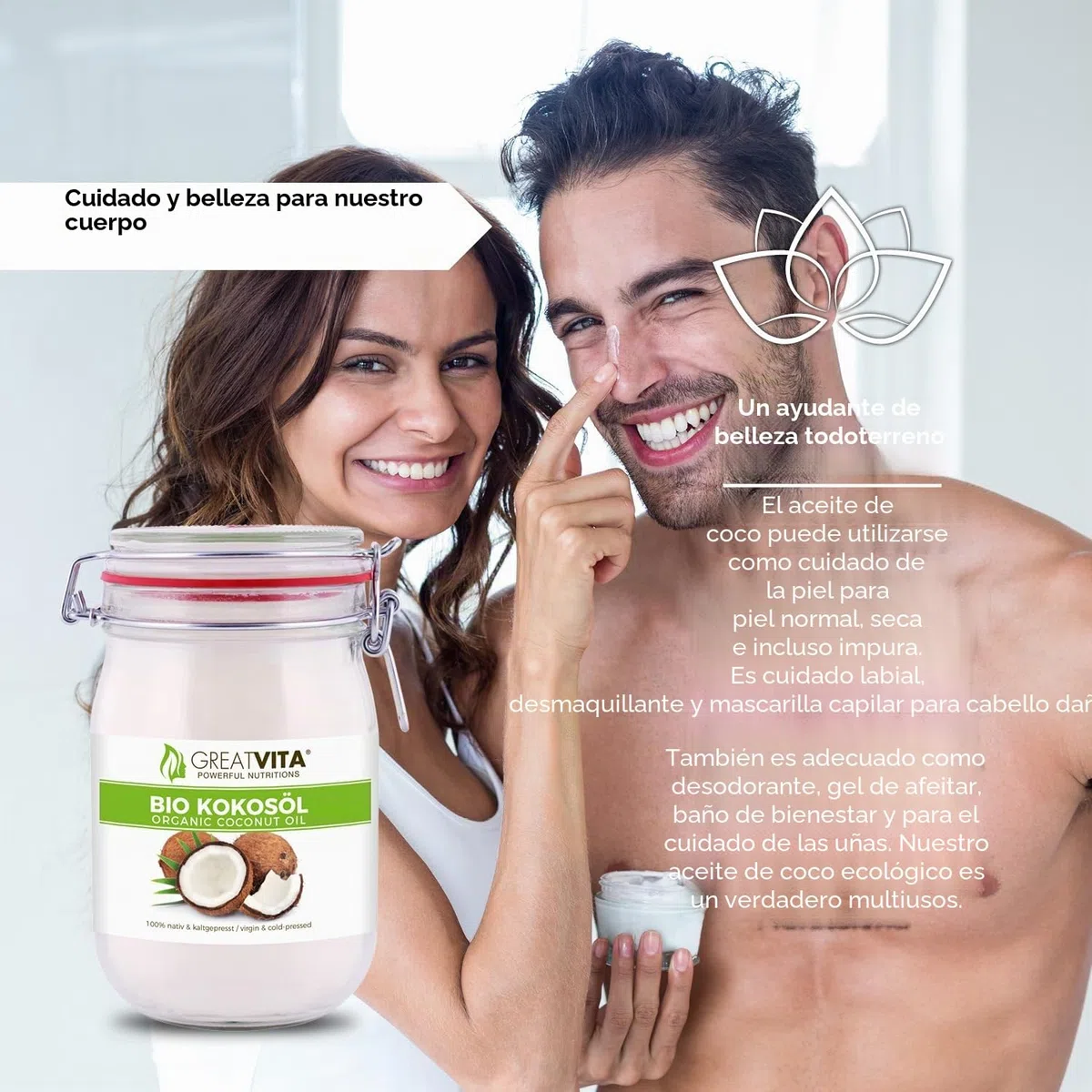 Aceite puro de coco virgen extra orgánico MeaVita 1 Litre (1 X 1000 ml)